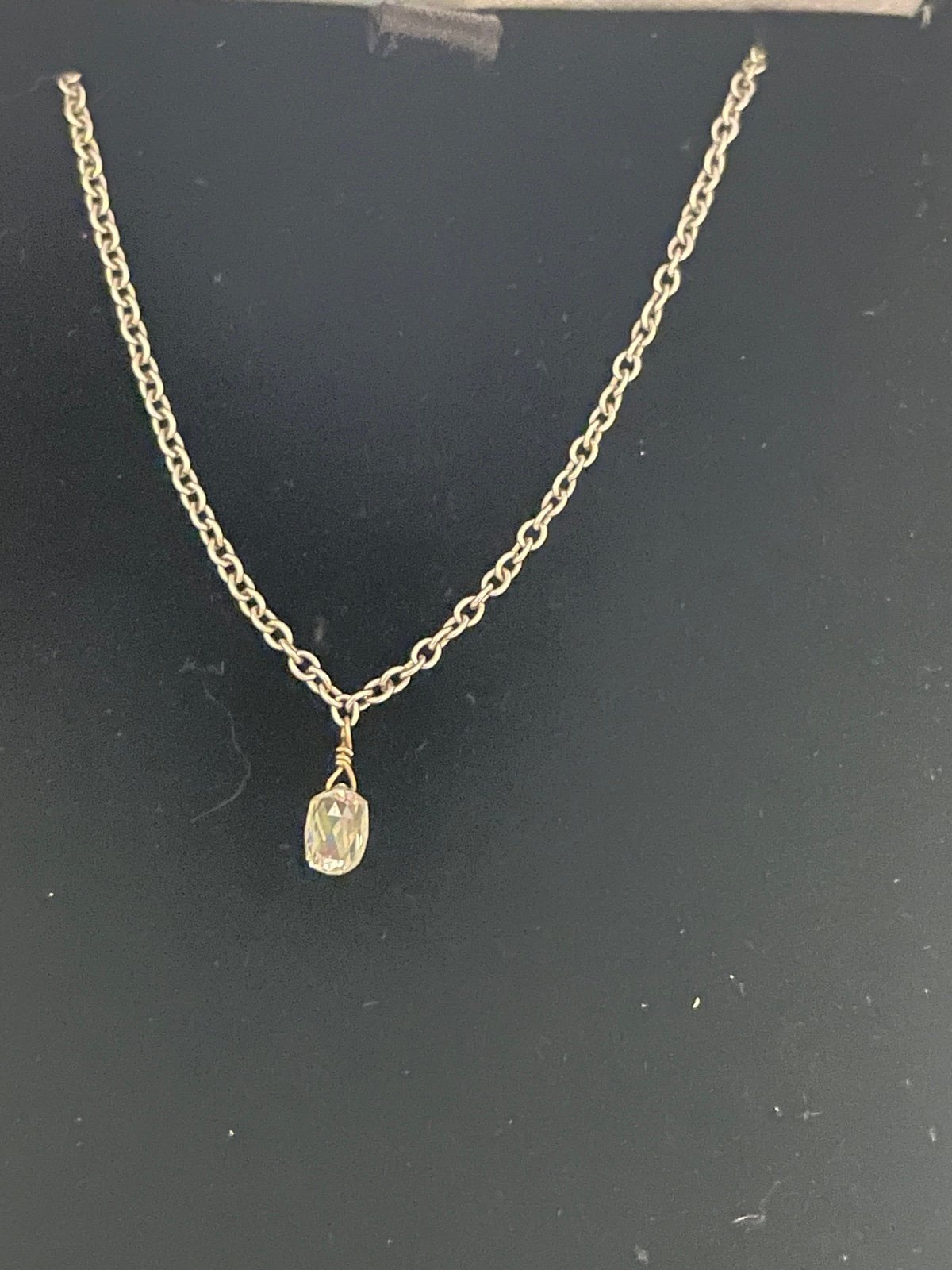 14K WG diamond briolette necklace