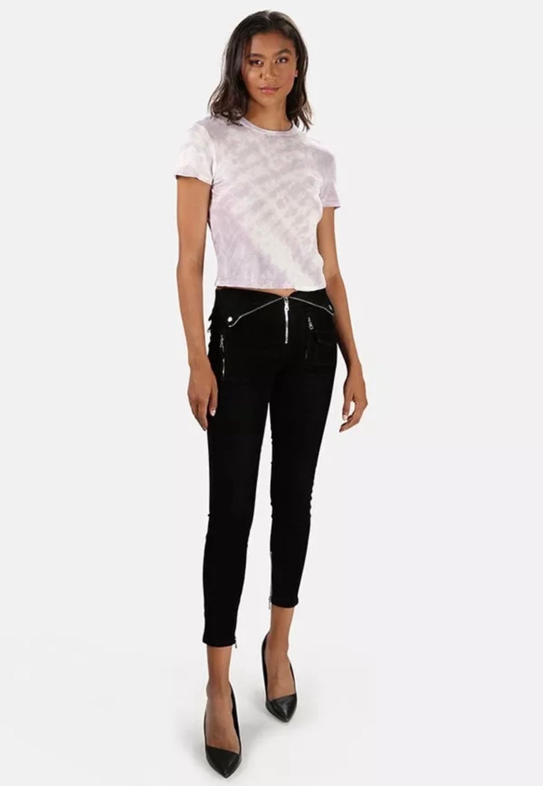 RTA Diavolina Skinny Fold Over Pants in Black Velvet Size 25 NWOT Zippers