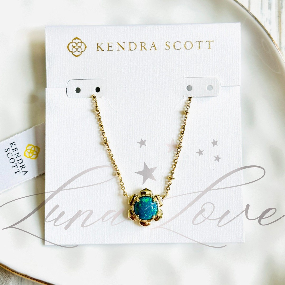 KENDRA SCOTT Susie Gold Necklace in Marine Kyocera Opal NWT
