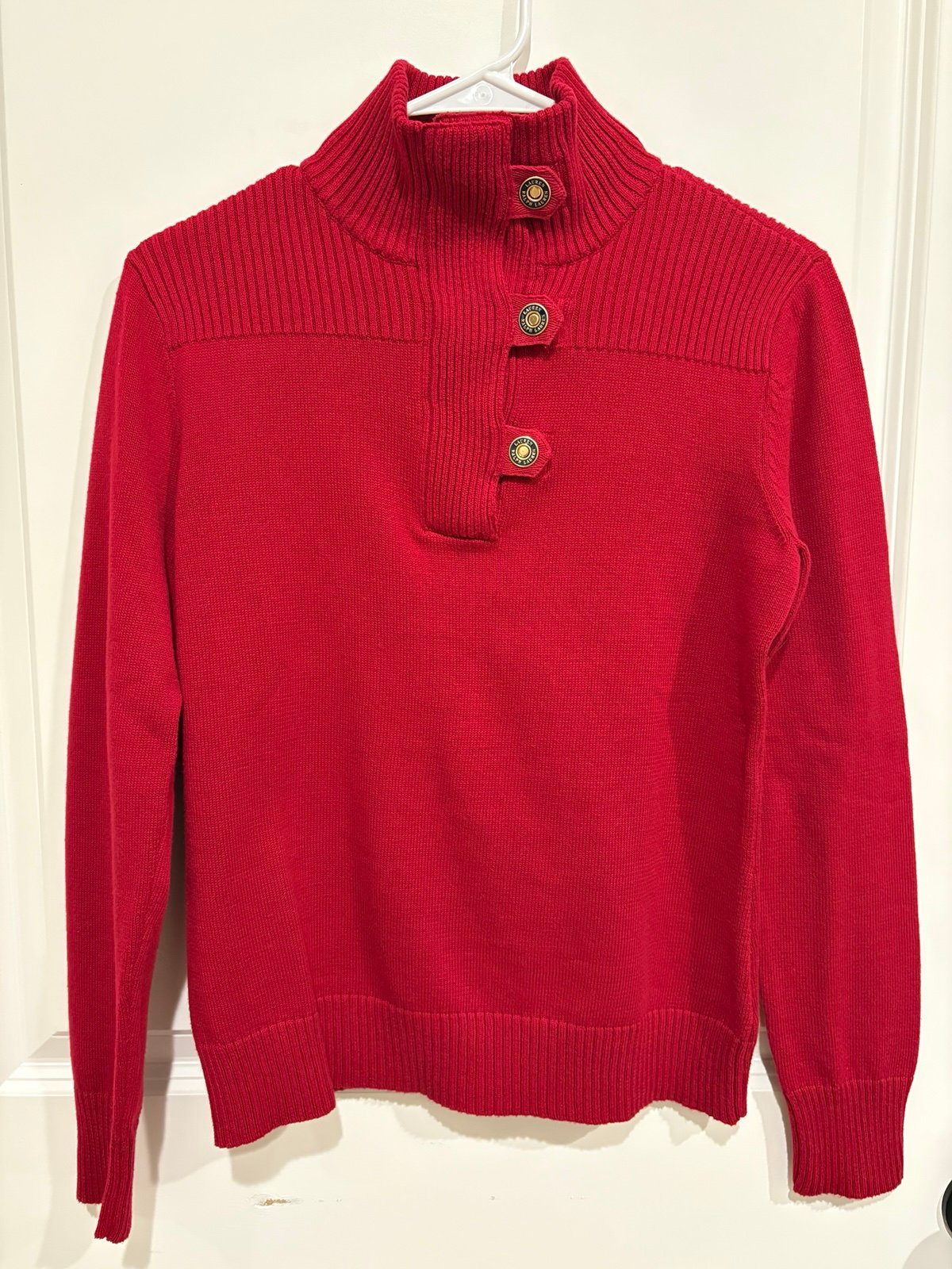 Lauren Ralph Lauren Women Red High Button Neck Pullover Sweater Size Small