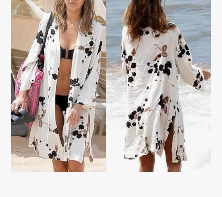 Black & White Printed Coverup Kimono Cardigan