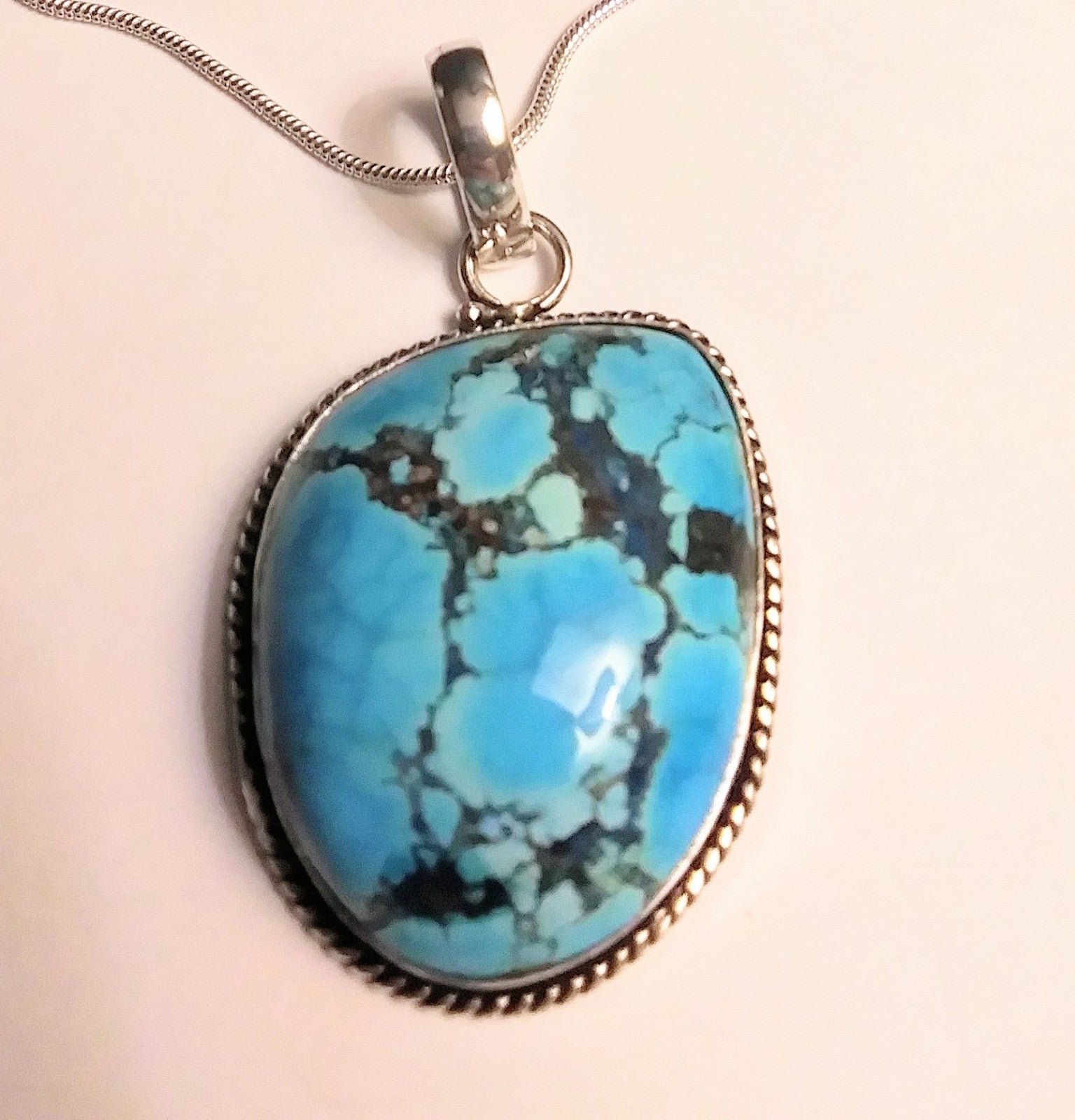“SOLD” Stunning 925 Sterling Silver Turquoise Necklace