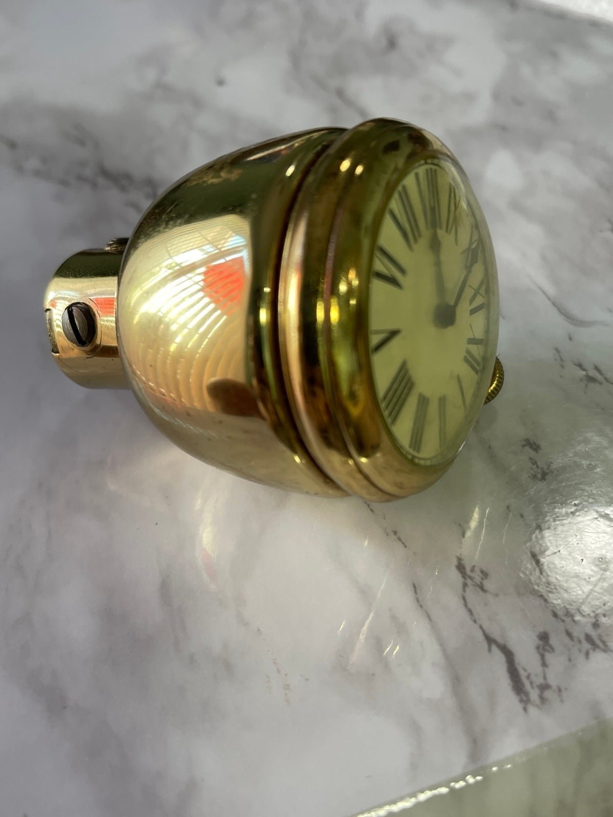 CAR STICK SHIFT CLOCK WORKING BRASS Unique!