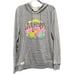 Simply Southern Live Happy Long Sleeve Hoodie Rainbow Groovy Mushroom Gray Large