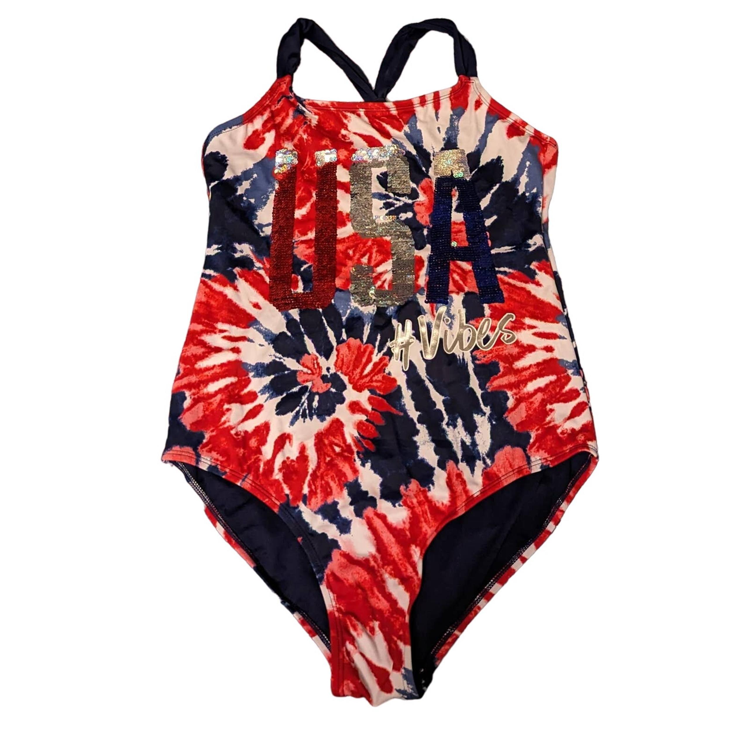 GUC Justice girls USA one-piece swimsuit size 16plus