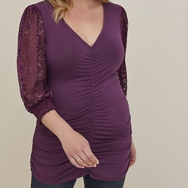 NWT Torrid Plum Lace Sleeve Blouse