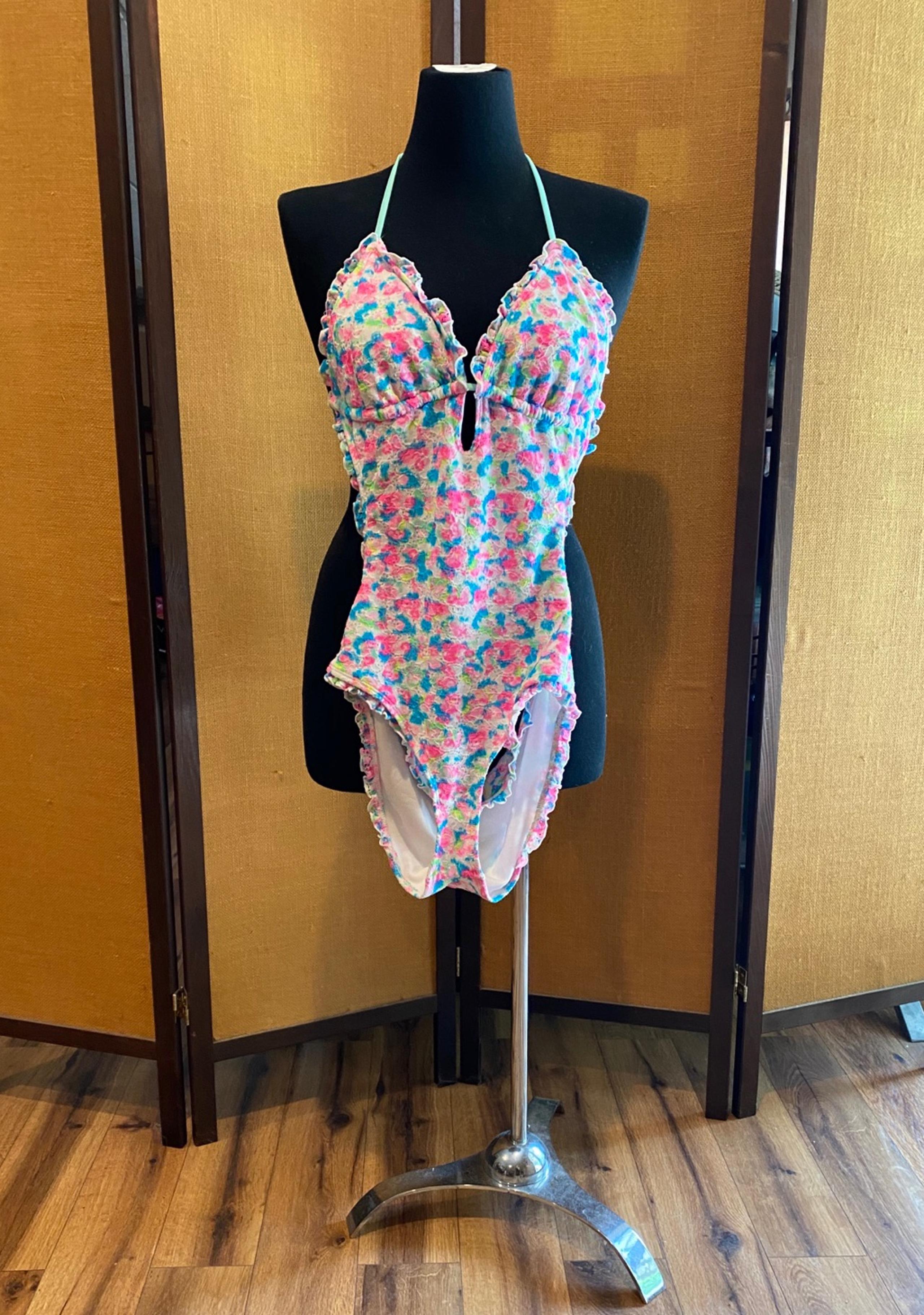 Bongo l Size Large Floral Cut Out One Piece Bathing Suit Swimsuit NEW/UNWORN