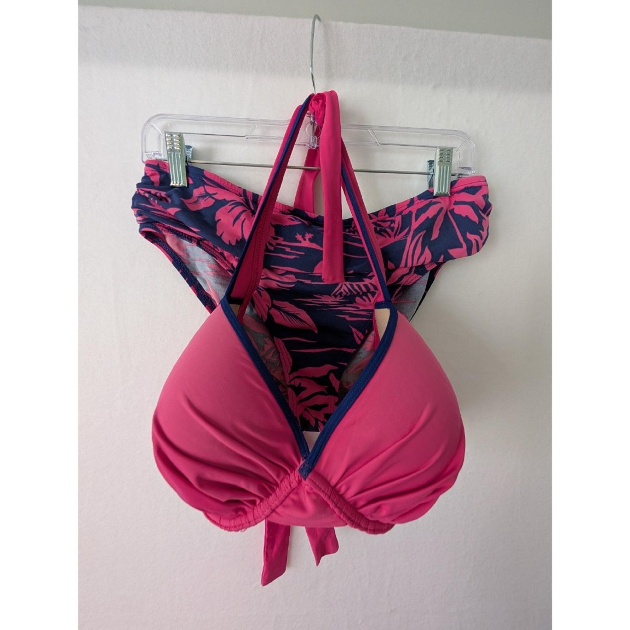 Tommy Bahama Womens Bikini Swimsuit Sz Large Tropical Pink Black Hawaiian Beach