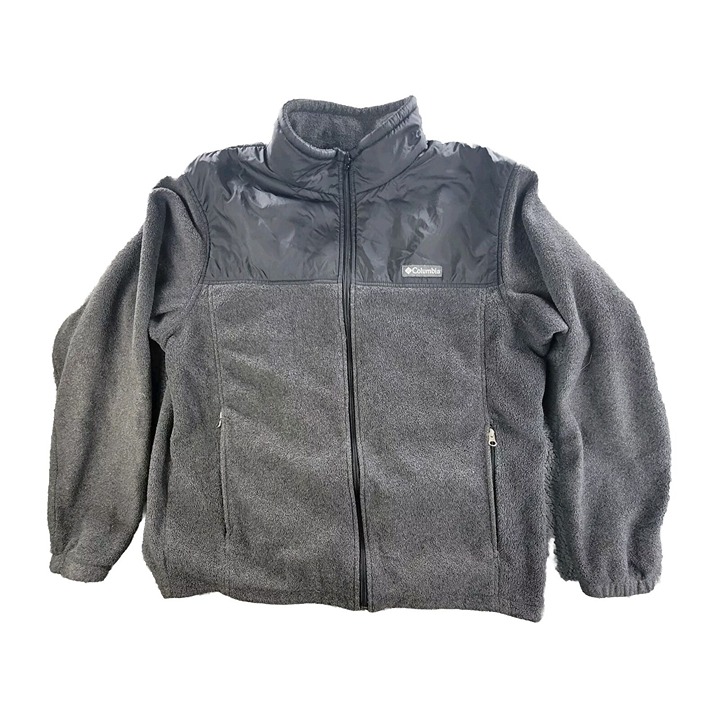 Columbia Sweater Black Gray Mens XL Full Zip Fleece Outdoors Sweatshirt Jacket