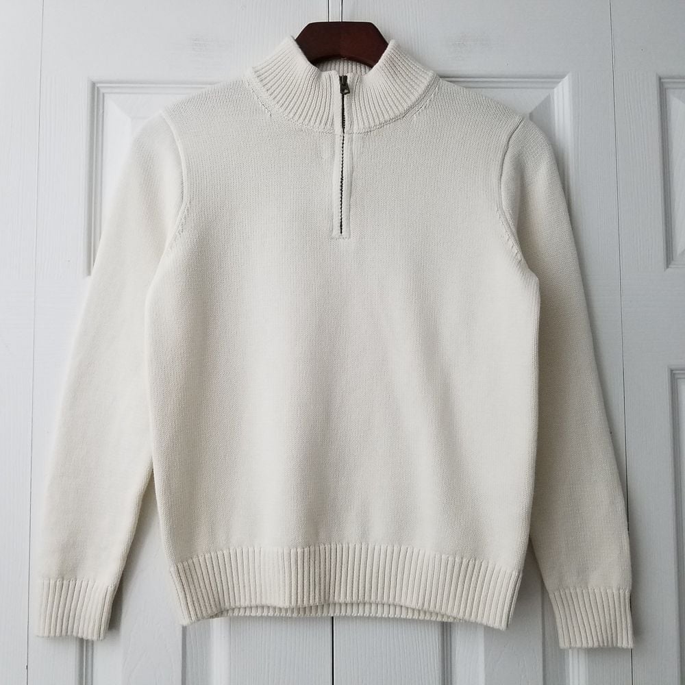 J. Crew Crewcuts Kids' Heritage Cotton Half-Zip Sweater L 10-11) White NWT CB758