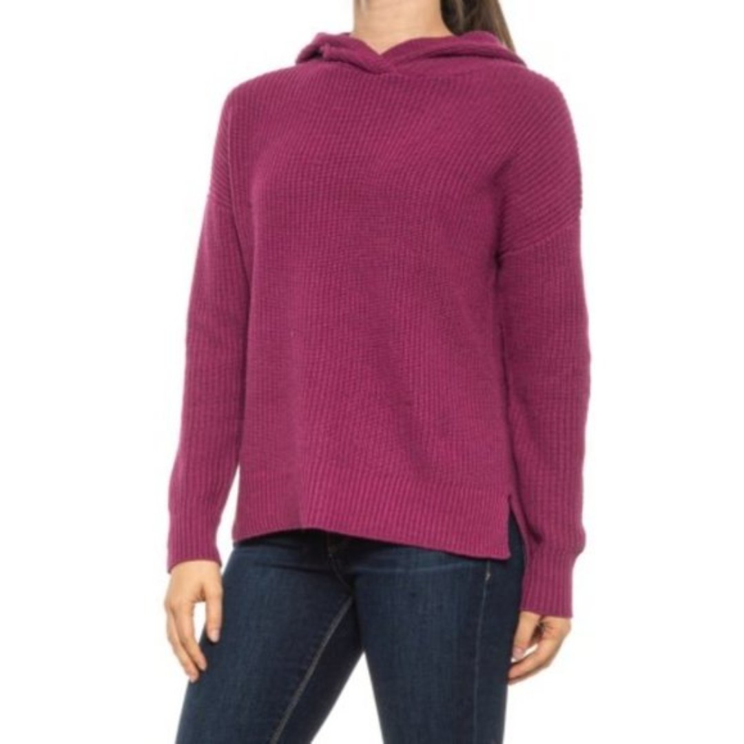 Magenta Cynthia Rowley Ribbed Hooded High-Low Hem Sweater (NWT)