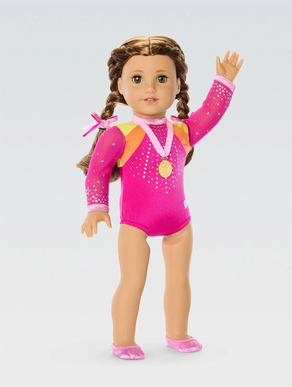 NEW American Girl LILA GYMNASTICS COMPETITION SET Doll Leotard Medal Shoes NIB