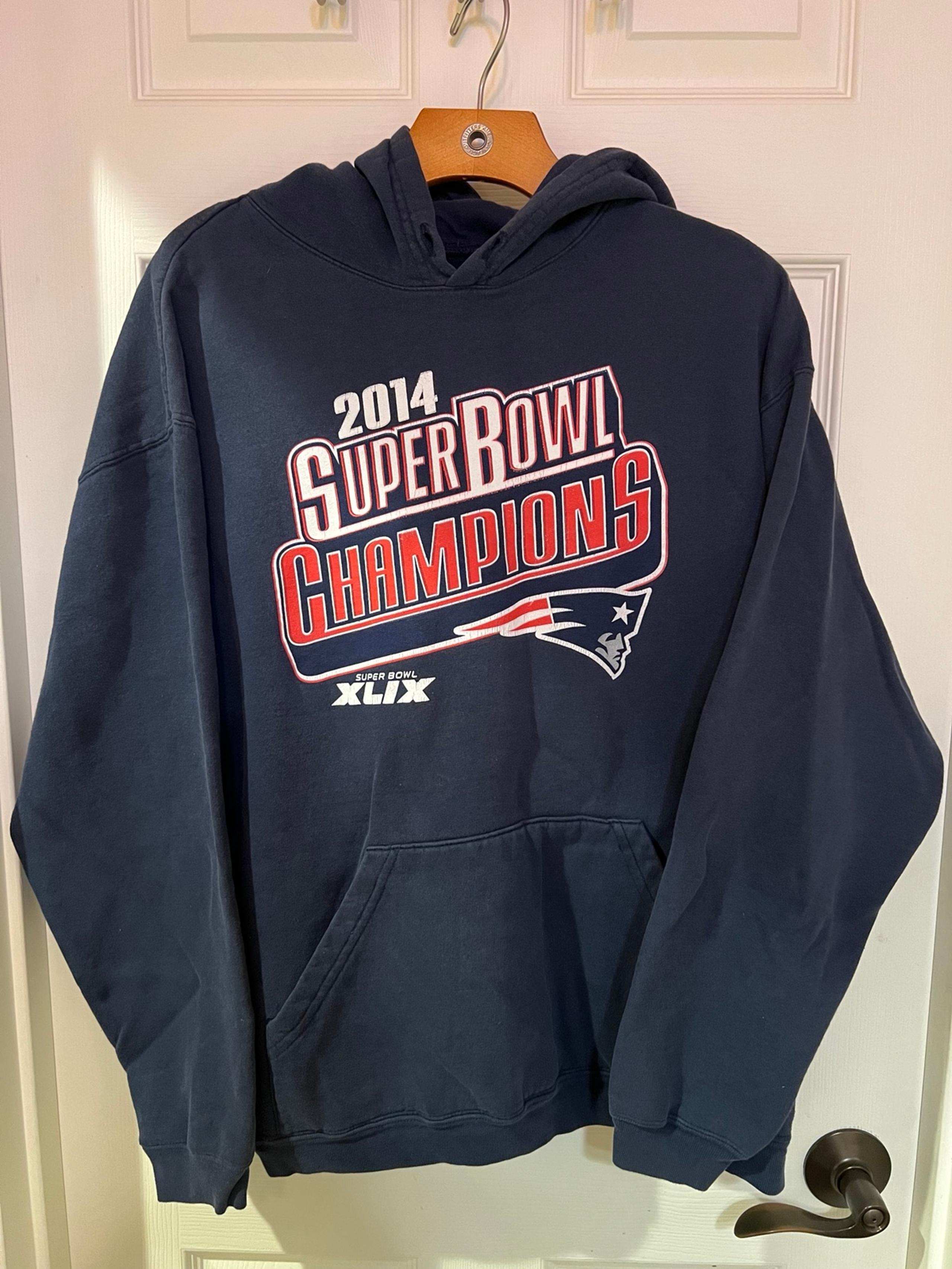 New England Patriots Super Bowl Sweatshirt Hoodie Women's Small S Graphic Navy