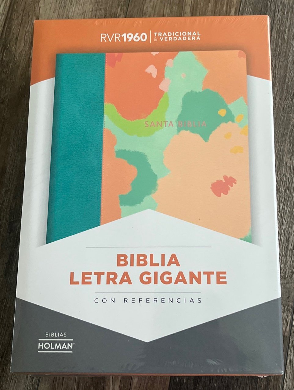 Biblia reina Valera 1960 letra gigante floral símil piel, con índice.