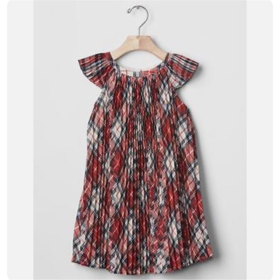 Baby Gap Red Black & White Plaid Pleated Holiday Formal Dress Toddler Girls 4