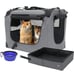 Prutapet Portable Large Cat carrier with litter box and fleece mat for inside