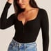 Abercrombie & Fitch Hook & Eye Soft AF Ribbed Black Henley Bodysuit Size XL NWT