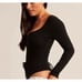 Abercrombie & Fitch Hook & Eye Soft AF Ribbed Black Henley Bodysuit Size XL NWT