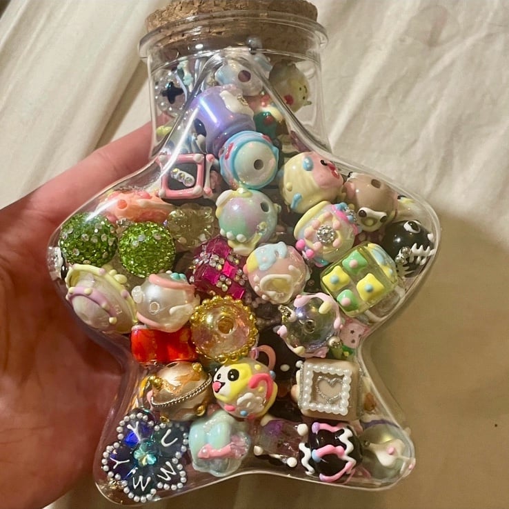 hand painted beads for jewelry/keychain/diy making - 150 pc