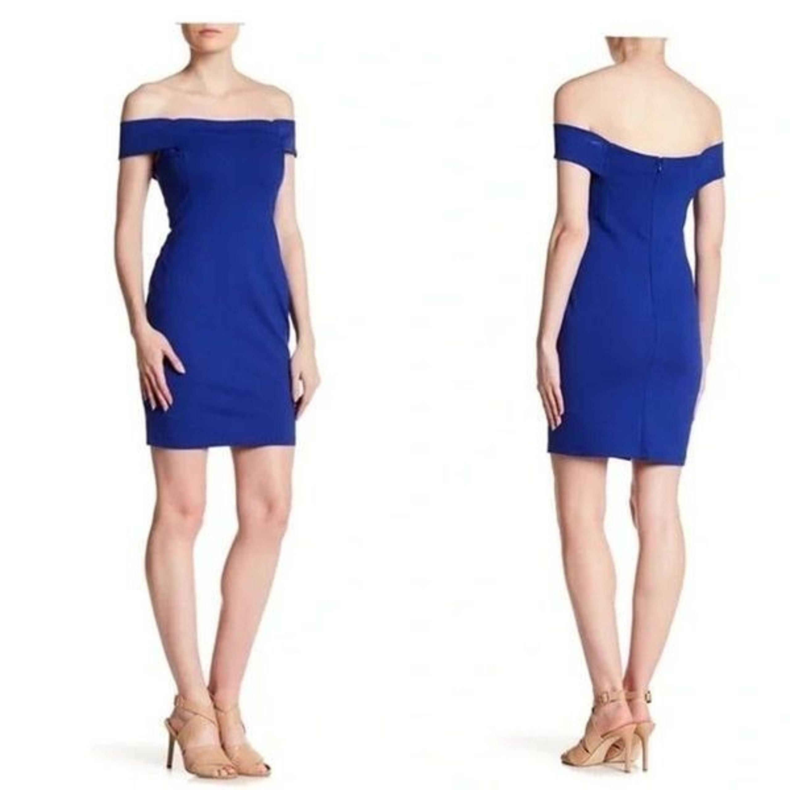 Cynthia Steffe Womens Dress Off-the-Shoulder Bodycon Mini Blue 2