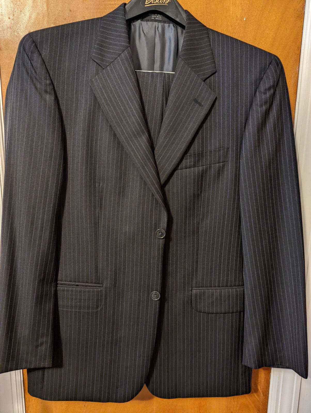Trump Signature Collection Men's Wool Black stripe Suit 38S 32W Pants