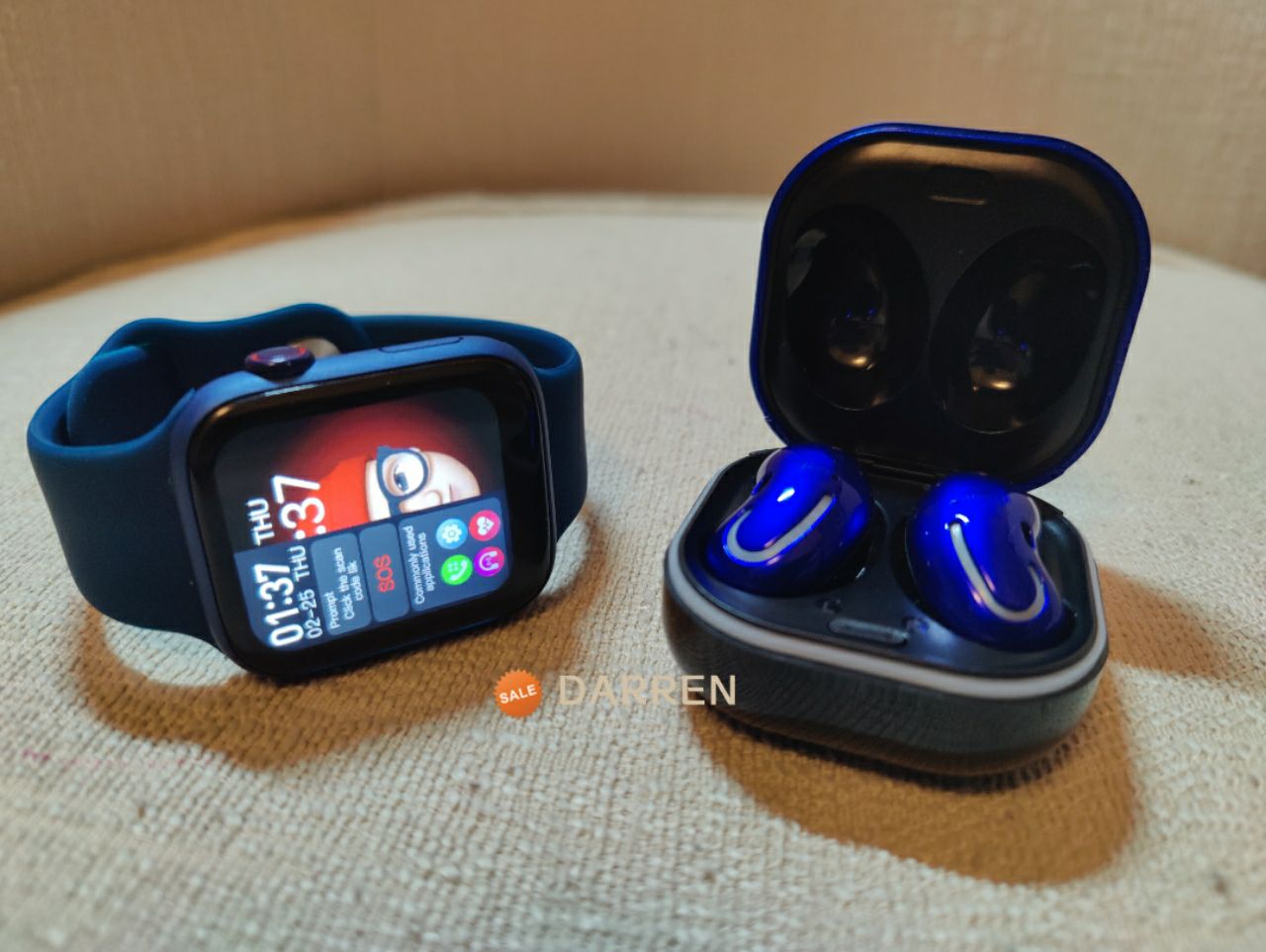 Smart Watch Sports Tracker Waterproof Bluetooth Call +Bluetooth Earbuds Earphone