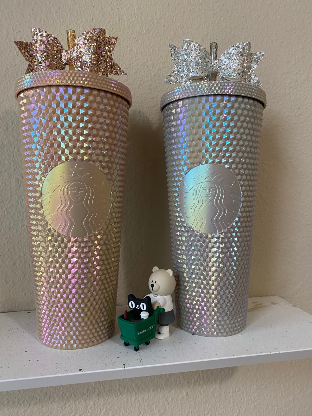 AUTHENTIC Starbucks Champagne and wood stud (SEt of 2)
