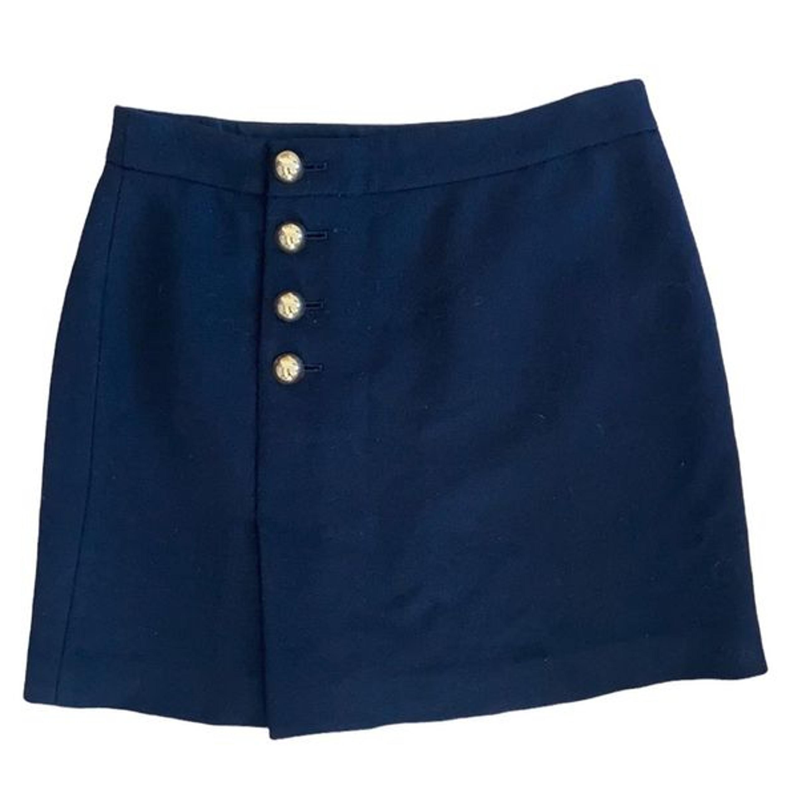3.1 Philip Lim Women's Silk-Lined Wool Black Mini Skirt with Gold Buttons Size 6