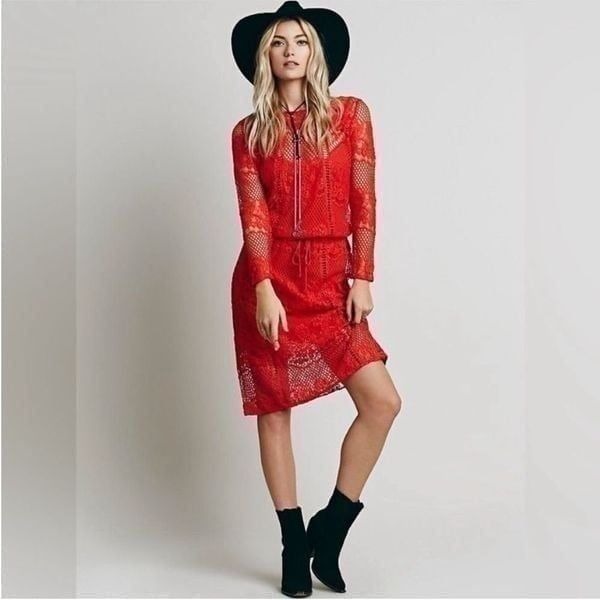【pain or pleasure】LUNA BELTED DRESS Free People Luna Lace Dress
