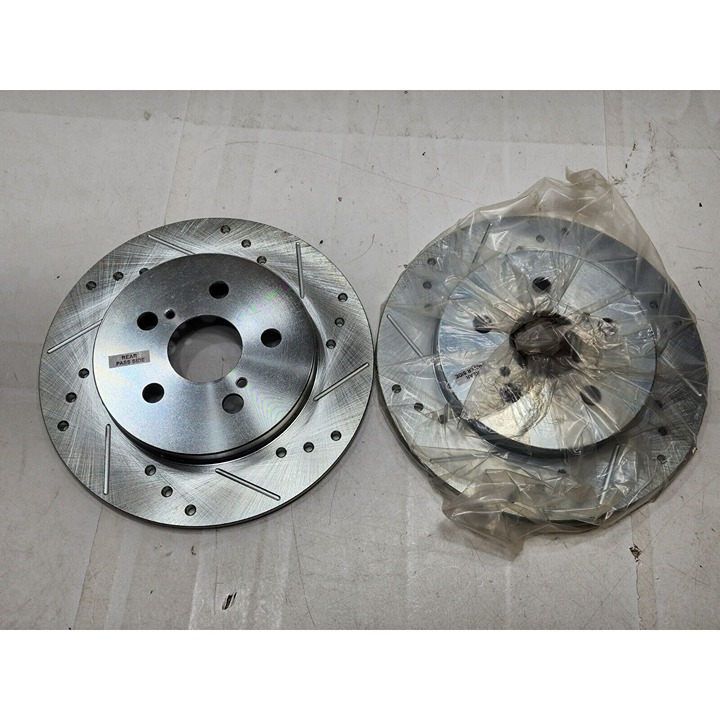 PowerStop JBR1362XL Auto Specialty Uncoated Brake Rotors Drilled Slotted NEW