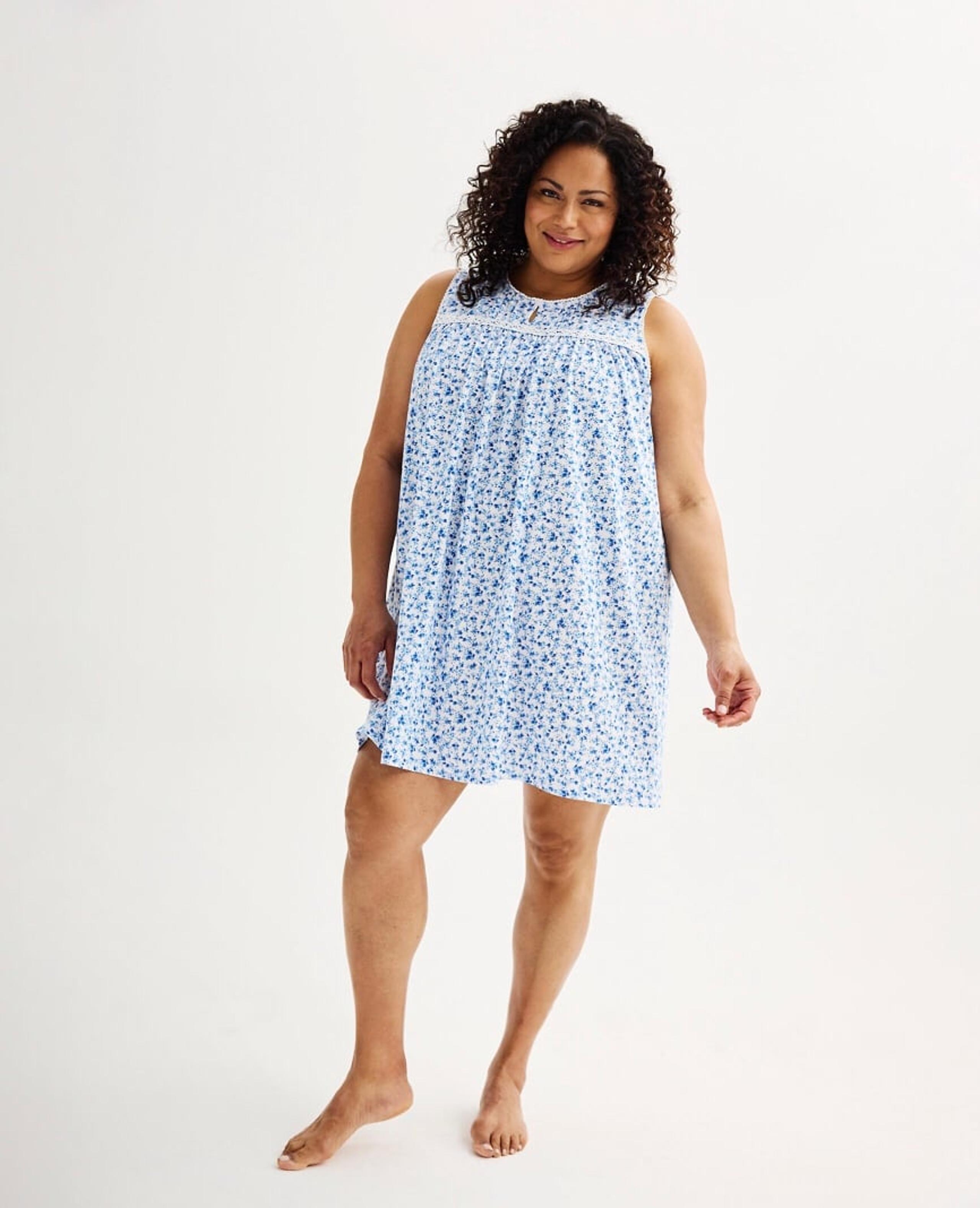 CROFT & BARROW Womens Nightgown Plus Size 2X Floral Sleeveless Pintuck Front New