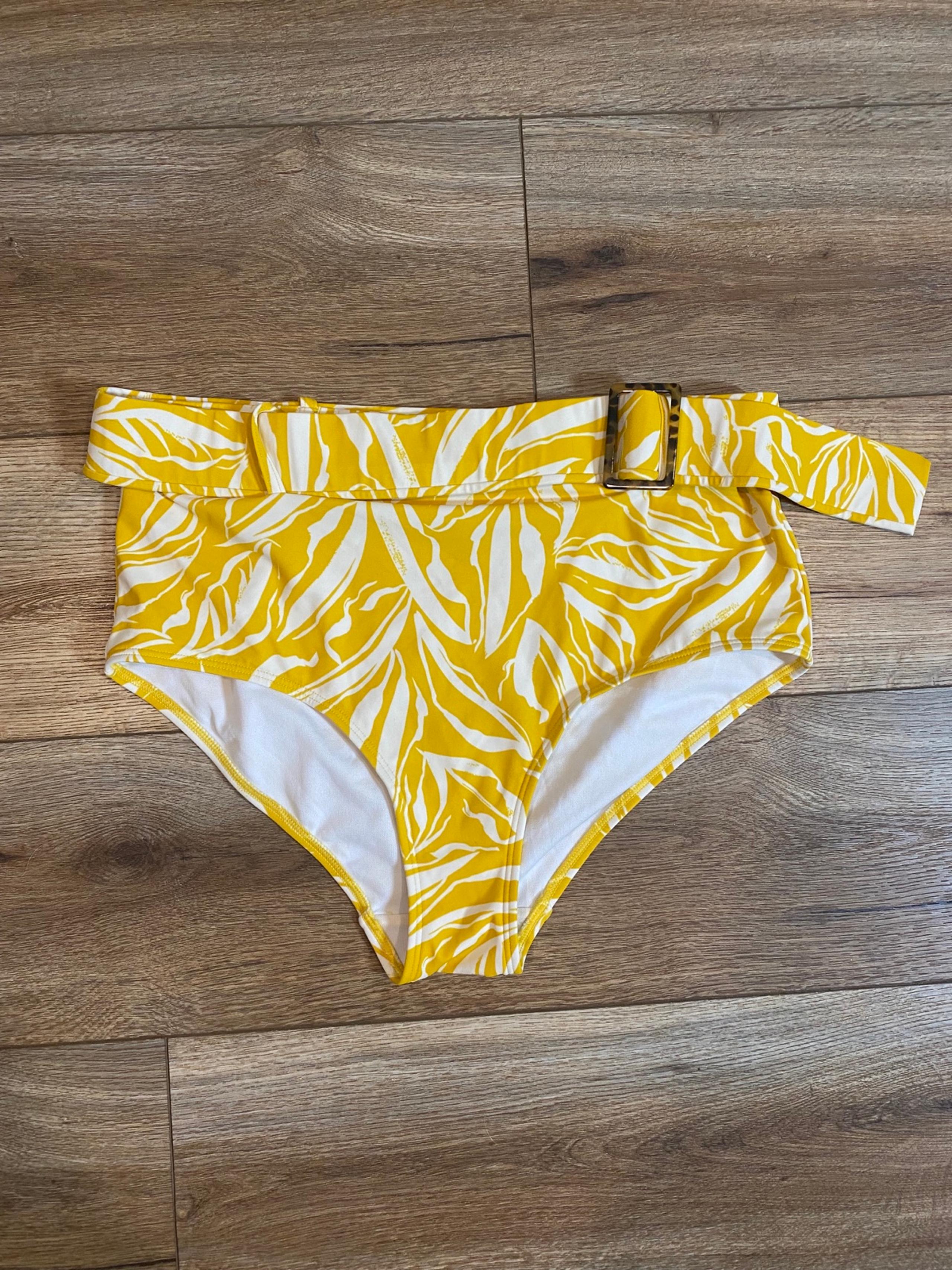 Boden Women's Belted tropical Bikini Bottoms high waisted