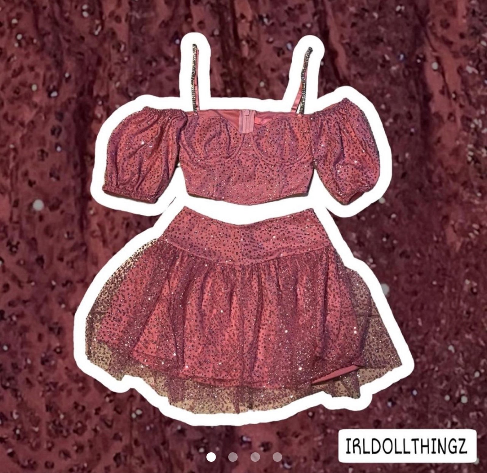 XXS Sugar Thrillz Pink Glitter Top and Skirt Set