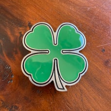 Pewter belt buckle four leaf Green Clover