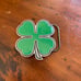 Pewter belt buckle four leaf Green Clover