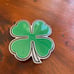 Pewter belt buckle four leaf Green Clover