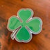 Pewter belt buckle four leaf Green Clover