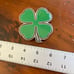 Pewter belt buckle four leaf Green Clover