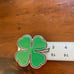Pewter belt buckle four leaf Green Clover