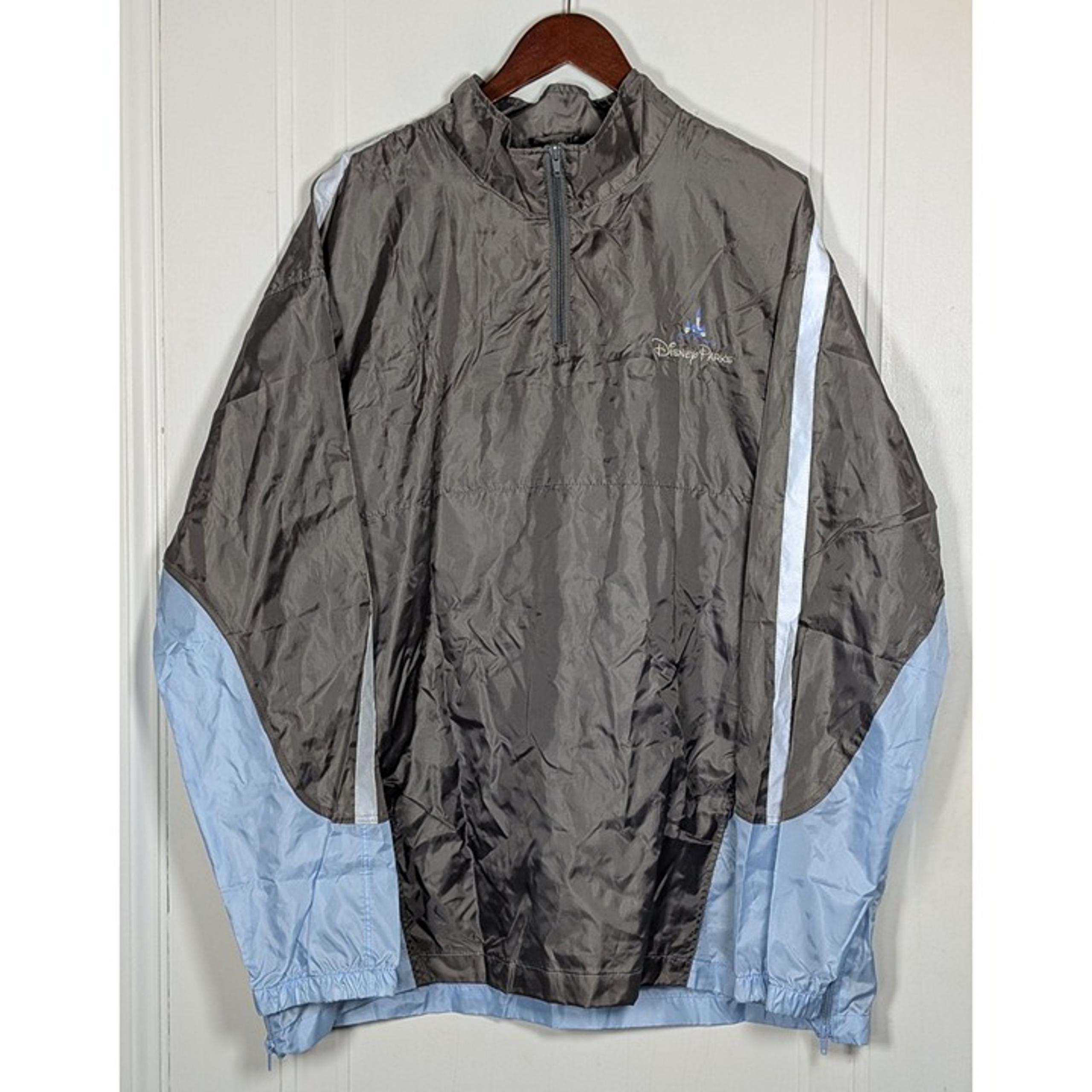 Disney Parks Packable 1/4 Zip Rain Jacket Adult XL/XXL Mens Windbreaker WDW Blue
