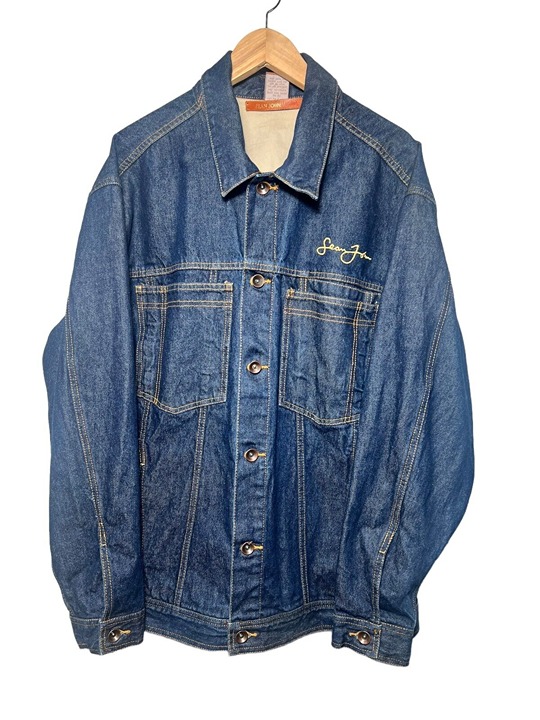 VINTAGE Sean John Jacket Mens XL Blue Denim Trucker 90s Hip Hop Y2K Baggy Logo