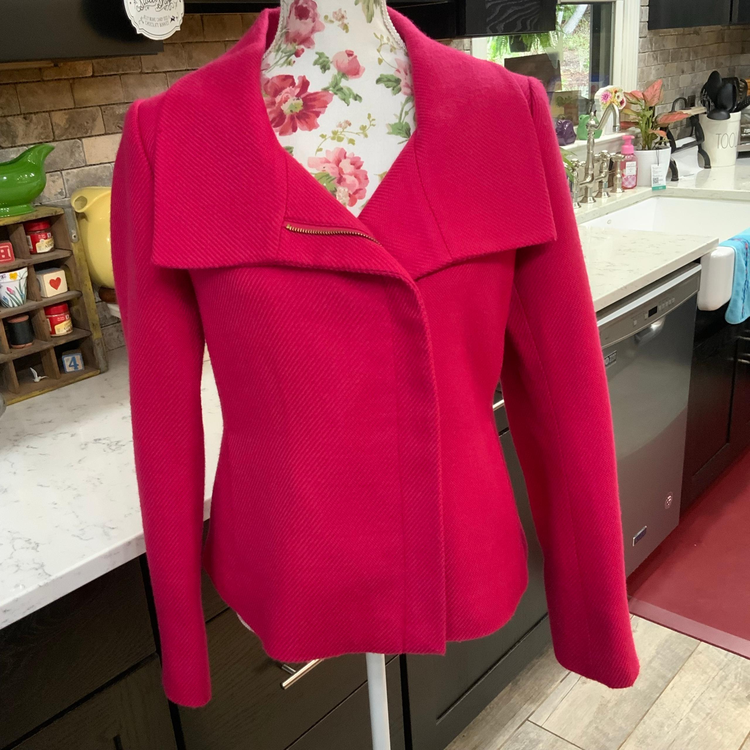 Talbots Moto Zip Jacket Pink Wool Blend Blazer Women’s Size 10 Career To Casual