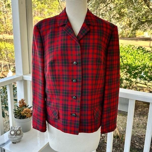 Classic Modele 4-Button Tartan Plaid Blazer