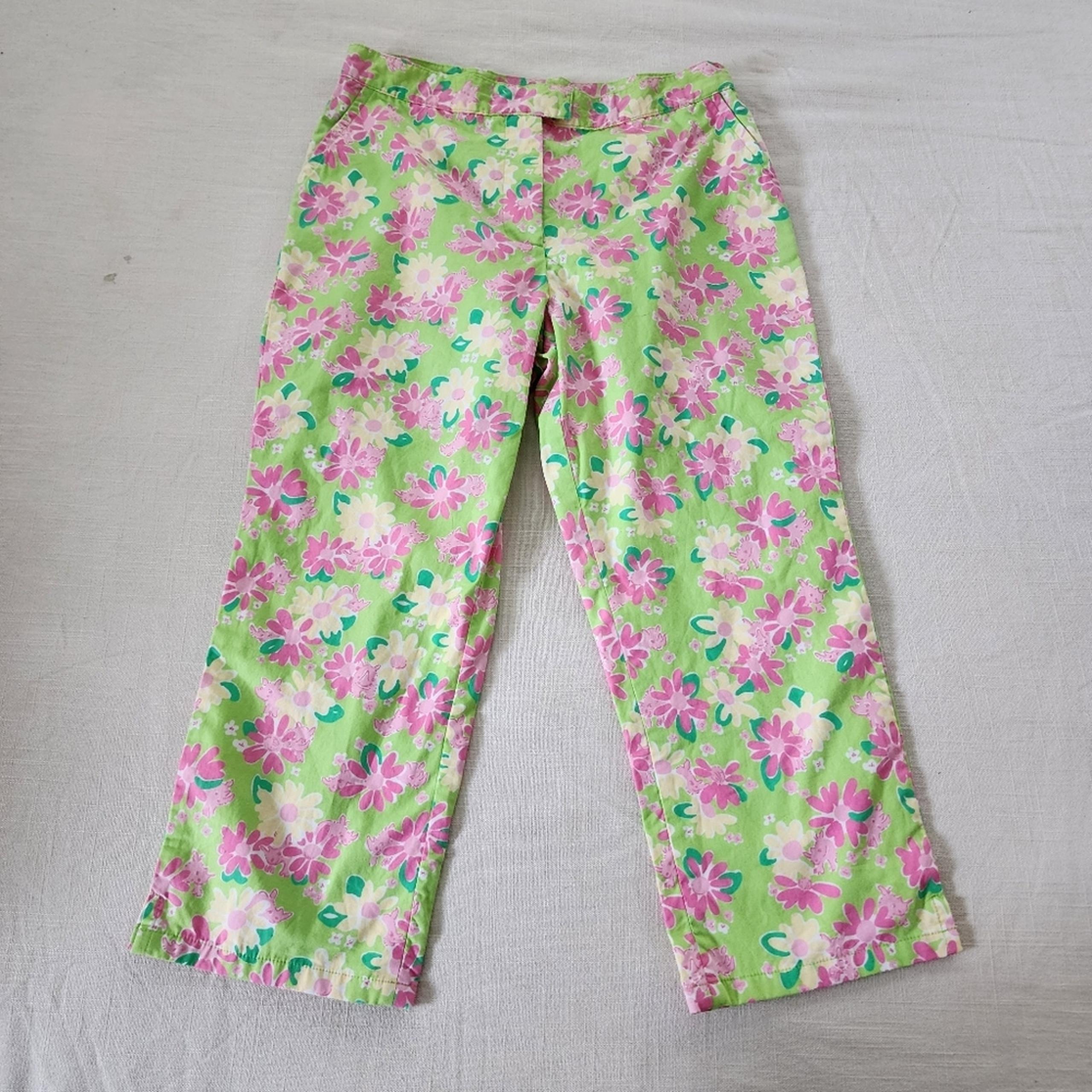 Lilly Pulitzer floral rhino ankle pants kids 12