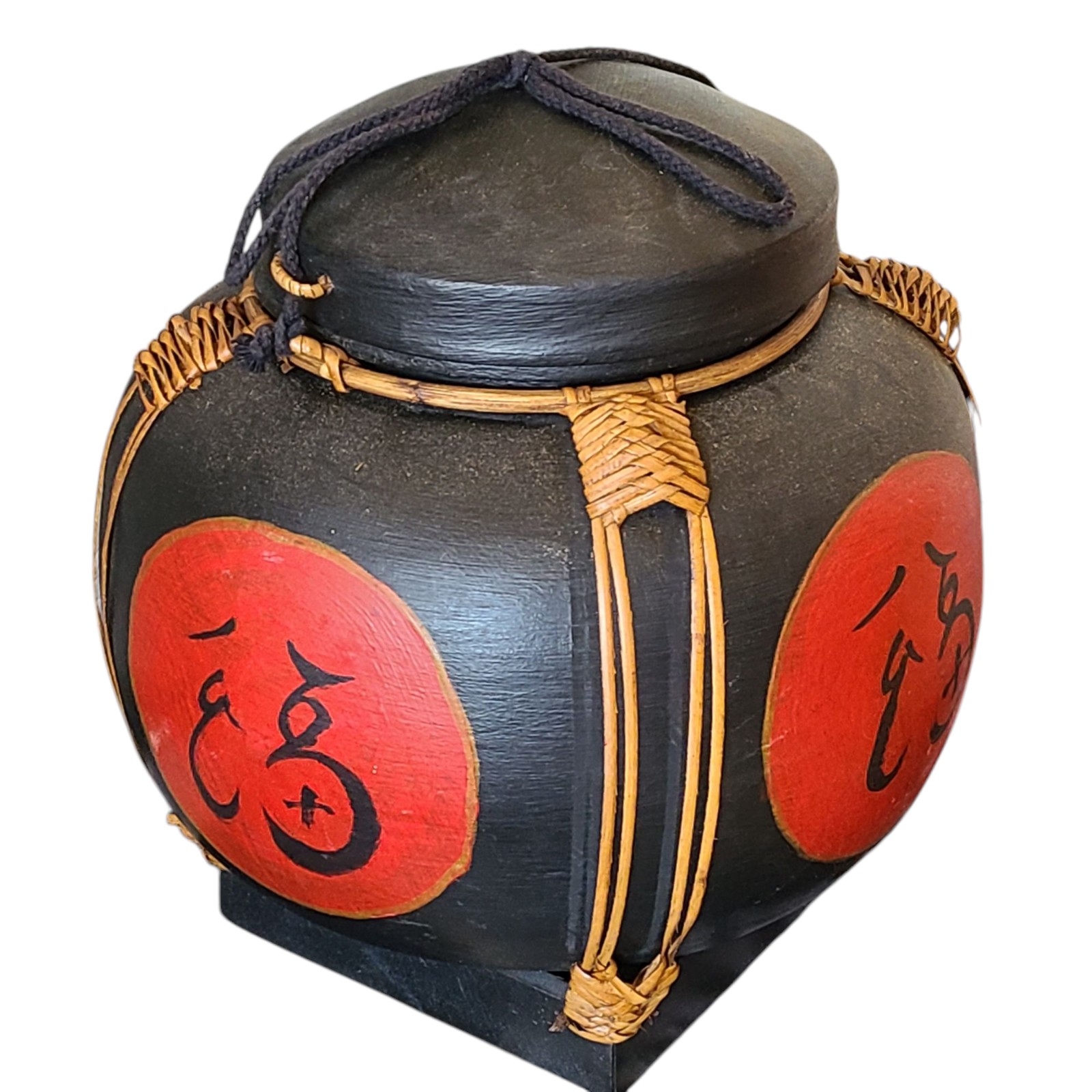 Hand crafted rice bucket vintage wood