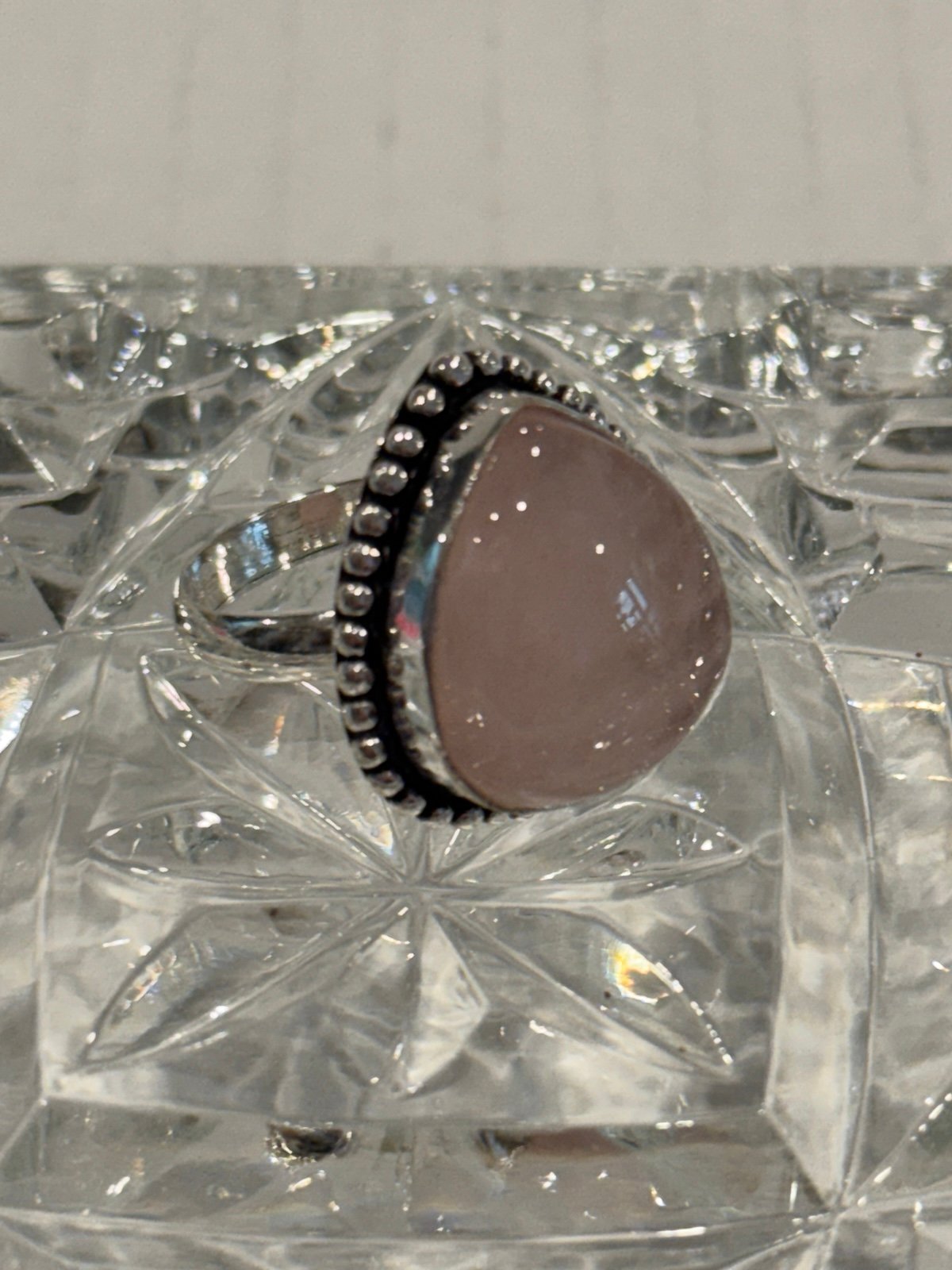 Genuine Rose Quartz Ring in 925 Sterling Silver – Size 7