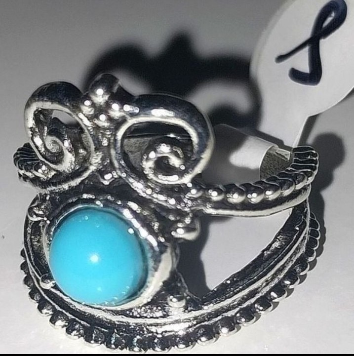 Super cute boho turquoise rhinestone ring sz 8