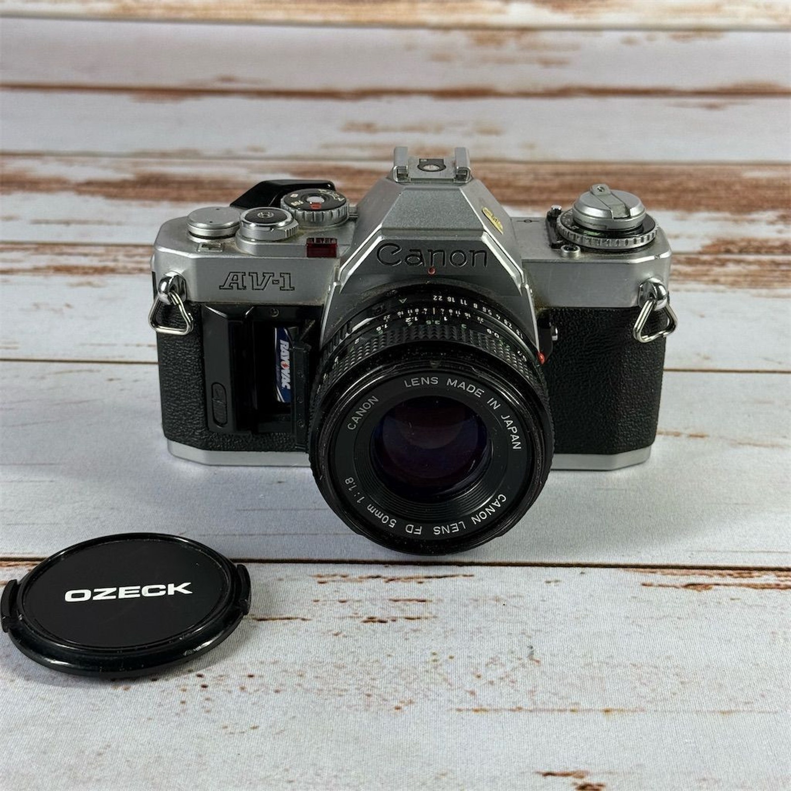 Canon AV-1 35mm SLR Film Camera with 50mm f/1.8 Lens Broken Battery Door