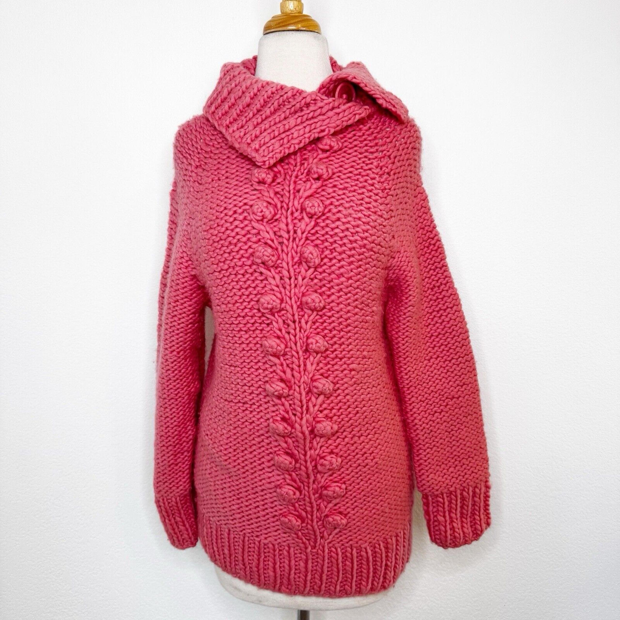 Twinkle By Wenlan Womens Sweater Size Medium Pink Wool Chunky Knit Hygge Cozy