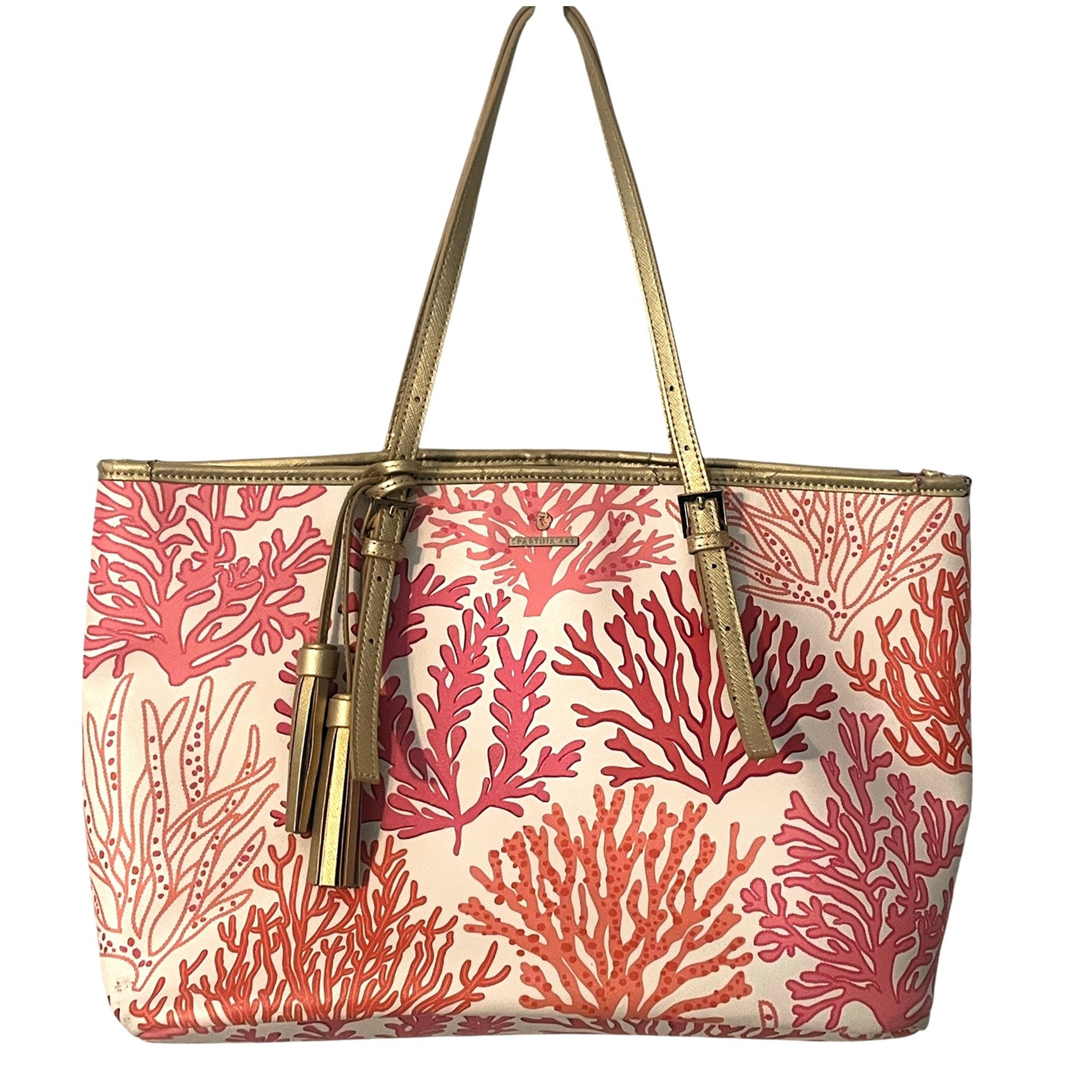 Spartina 449 Retreat Coral Large Tote Womens Beachy Carryall Purse